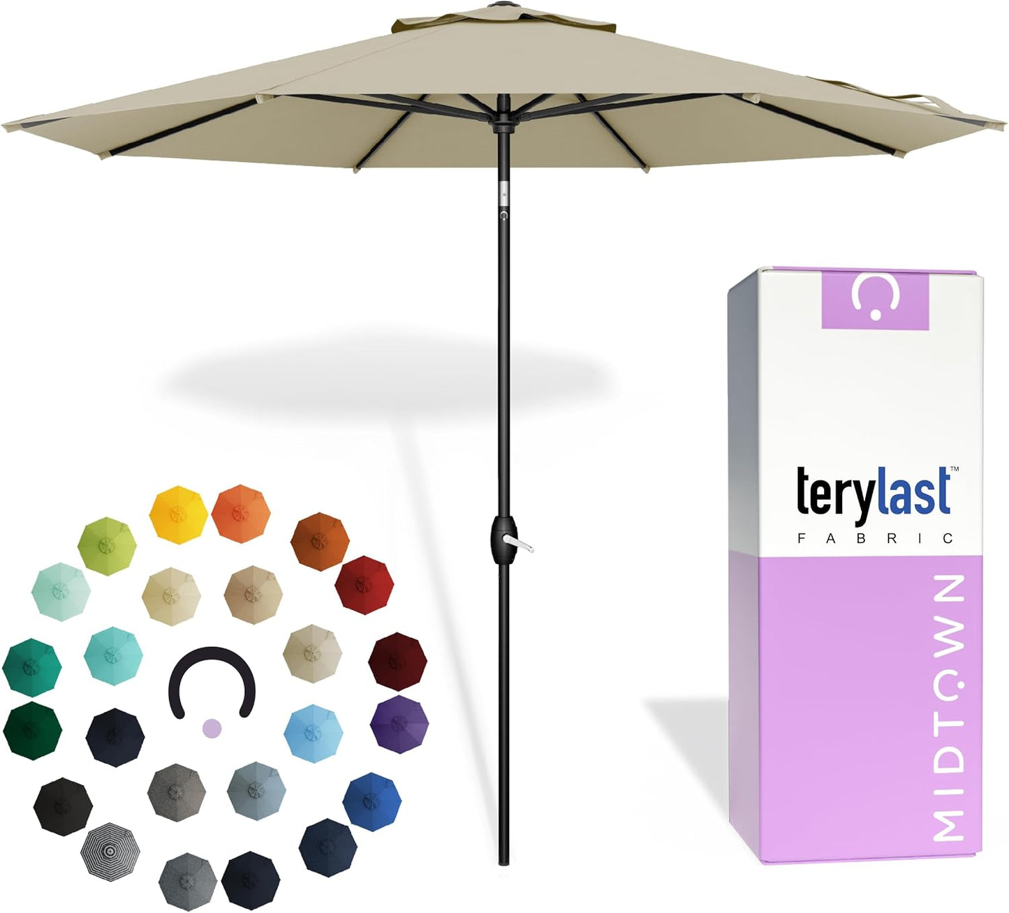 Sombrilla al aire libre tela poliéster beige 9ft marco
