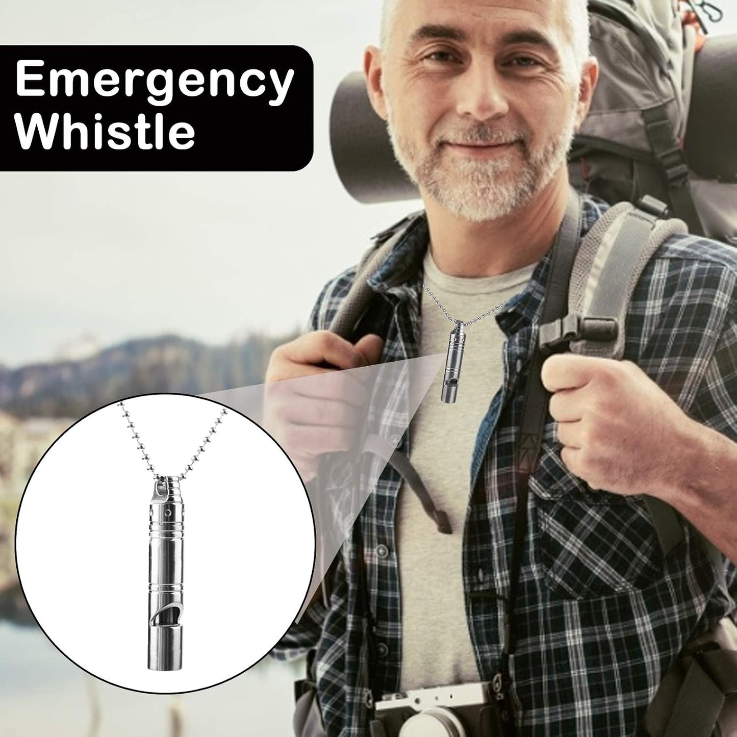 Silbato emergencia llavero titanio 120 dB para acampar