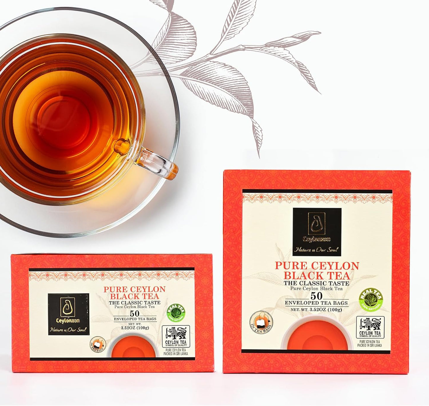 Té negro Ceylon 50 bolsas aluminio BOPF rico en antioxidante