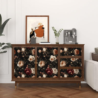 Papel tapiz floral oscuro autoadhesivo 17.5x393