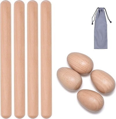 Set 8 instrumentos percusión 8pulg palos clavos madera agitadores