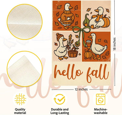 Bandera jardín doble cara 12x18pulg Hello Fall