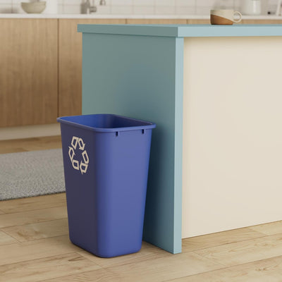 Papelera reciclaje escritorio 10.25gal plástico azul