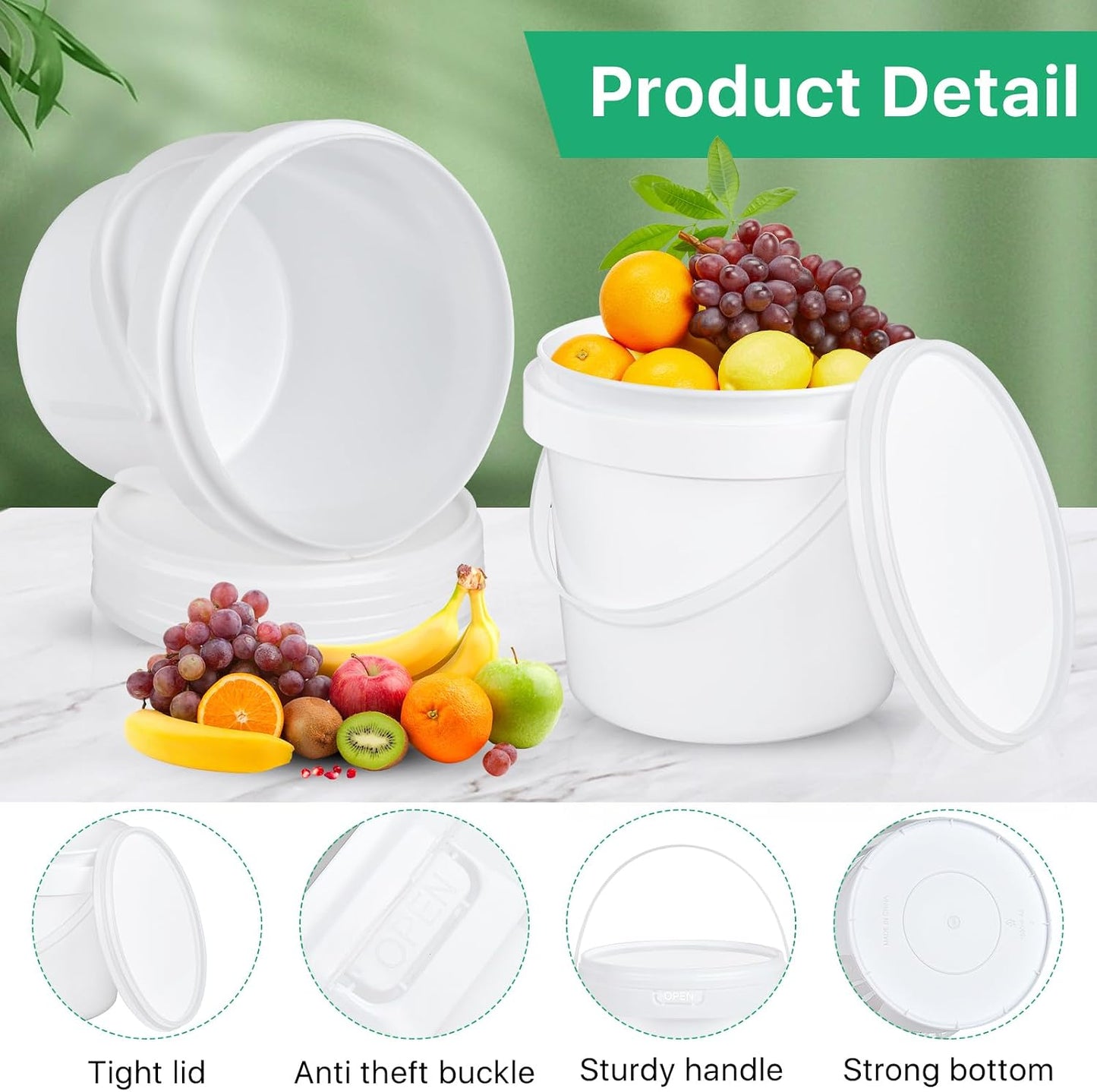 10 Cubos Plástico Blanco 1.5qt con Tapa para Congelador