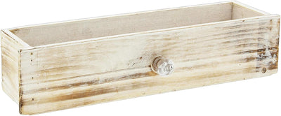 Maceta madera encalada cajón 13" asa decoración