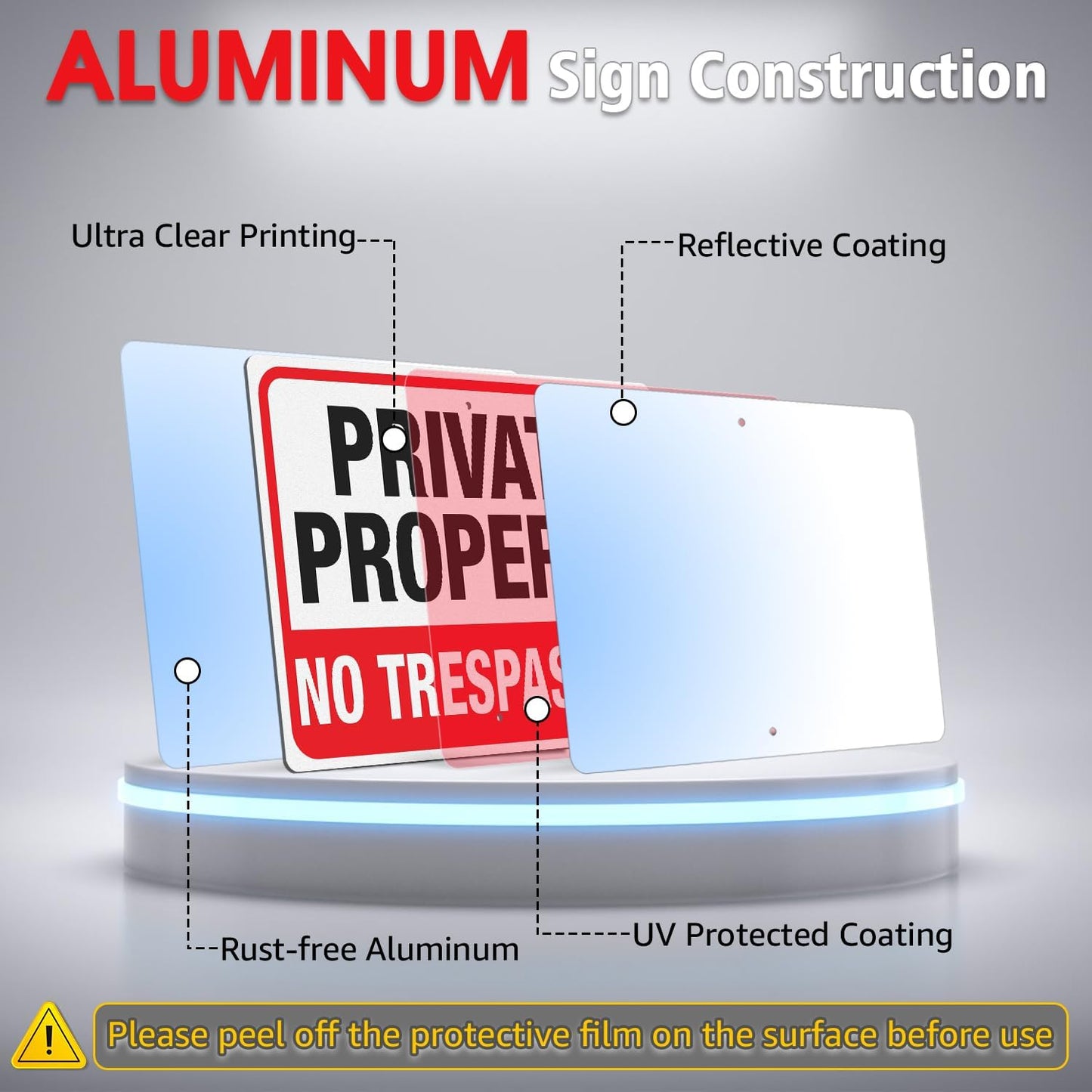 Letrero No Trespassing con estaca metal 54" pack 2 aluminio