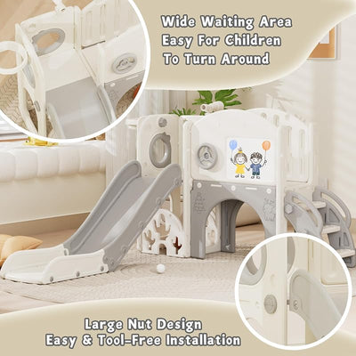 Tobogán infantil interior con set y almacenamiento blanco