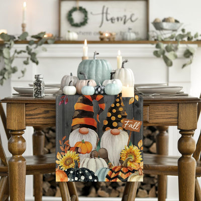 Camino mesa otoño gnomos calabazas hojas 13x60pulg