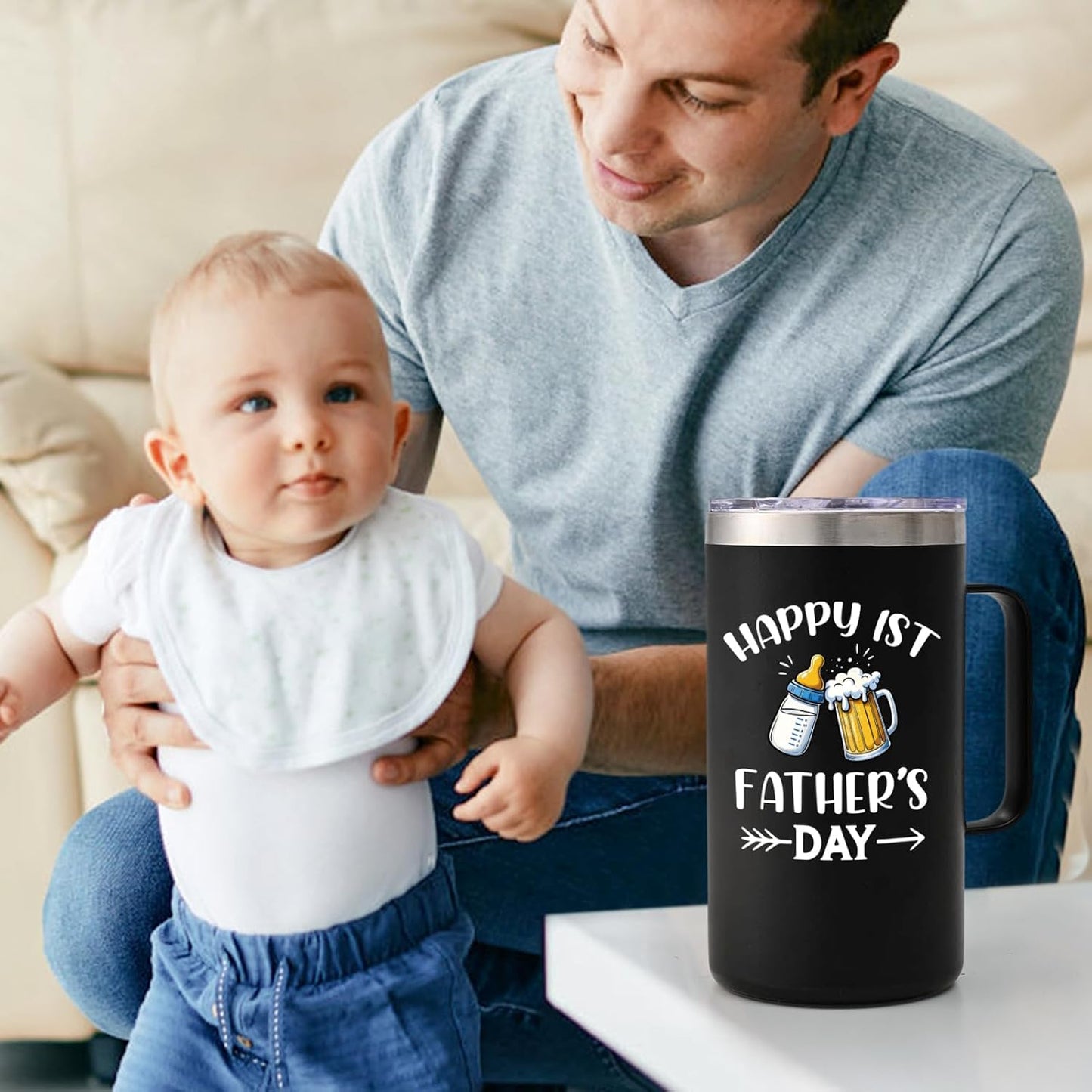 Taza café aislada 20oz regalo papá color negro