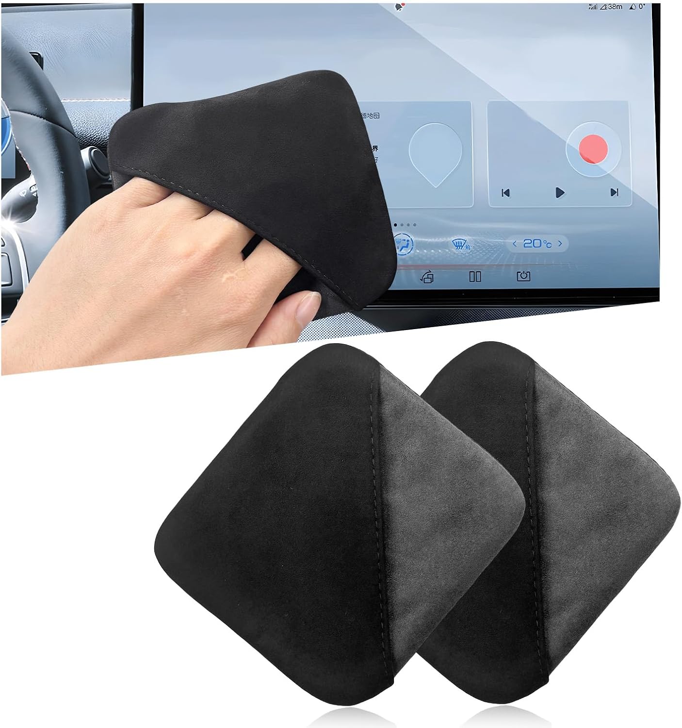Toallita microfibra para limpiar pantalla coche táctil plegable