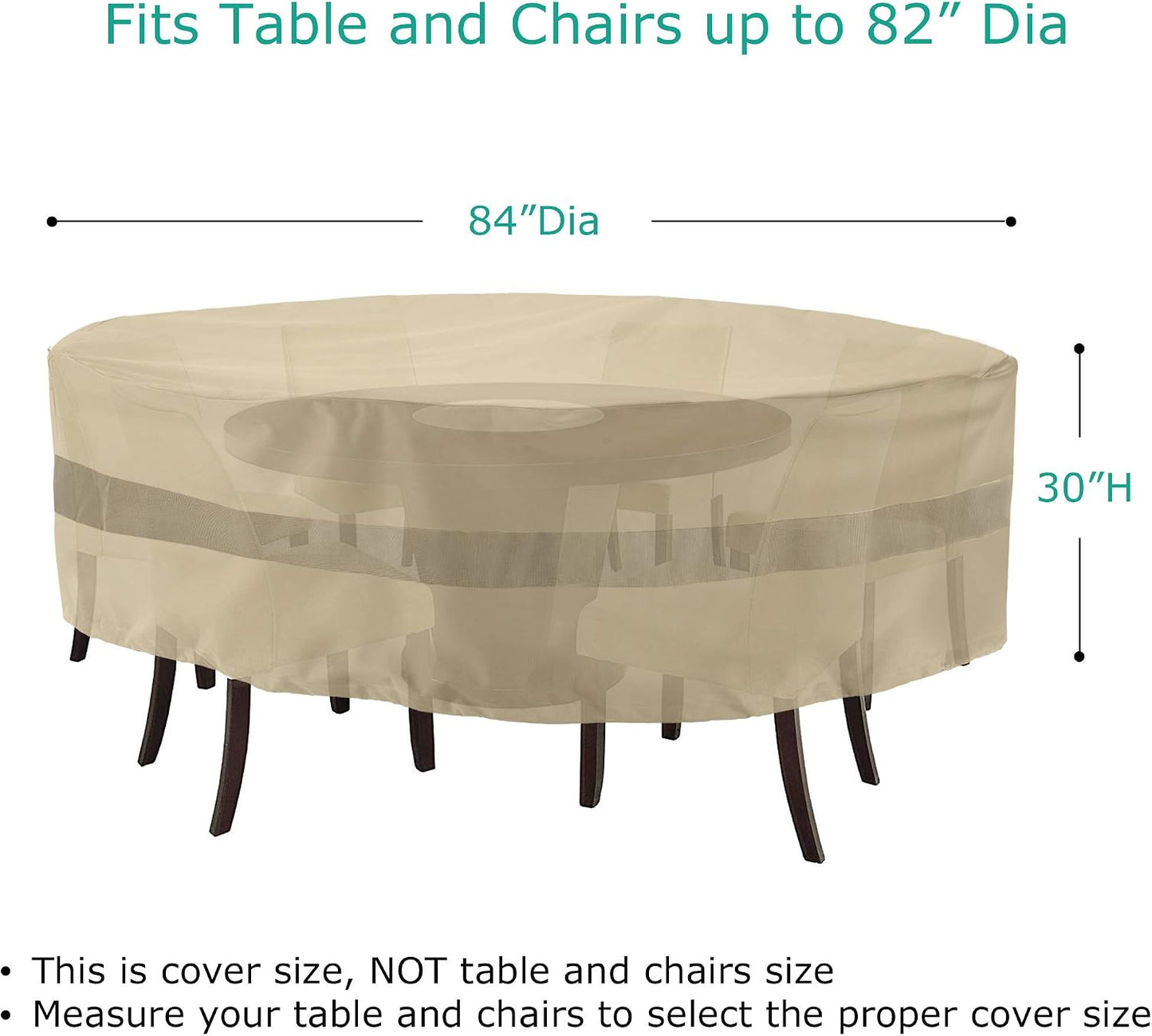 Funda redonda para muebles exterior 84" impermeable