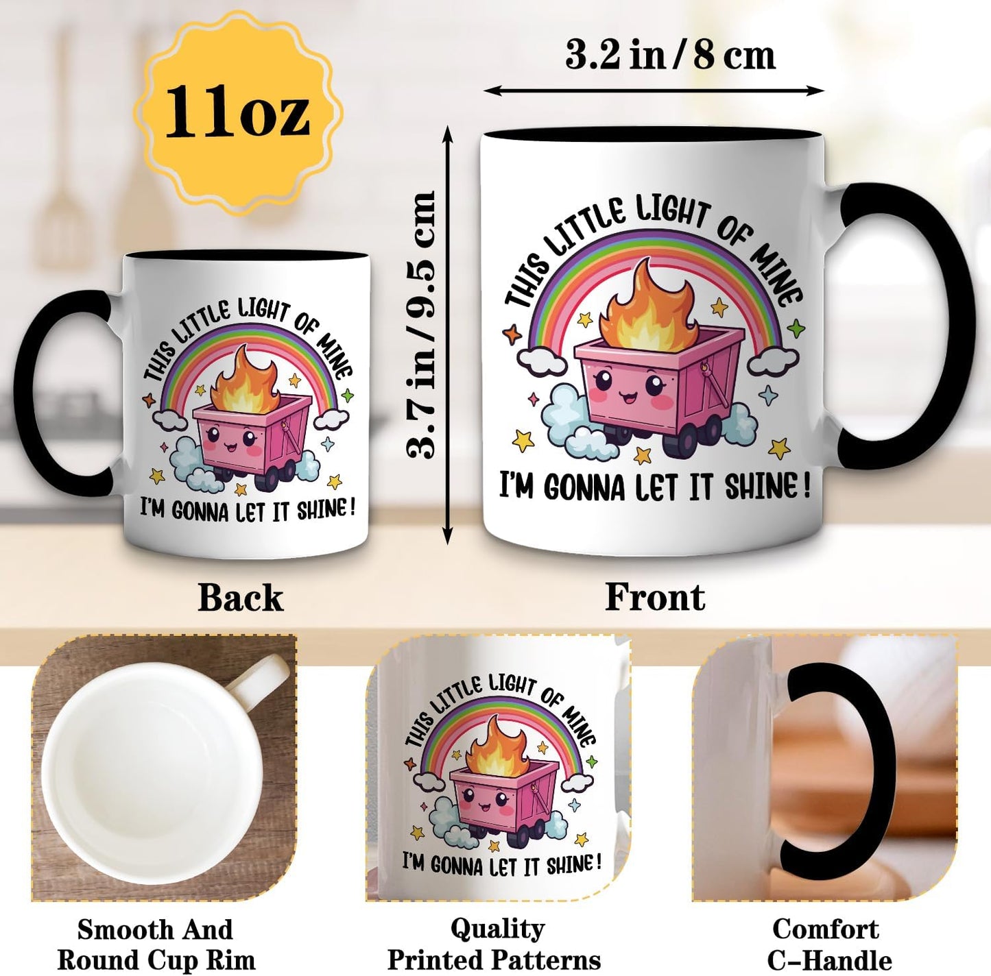 Taza café cerámica diseño fuego This Little Light of Mine 11oz