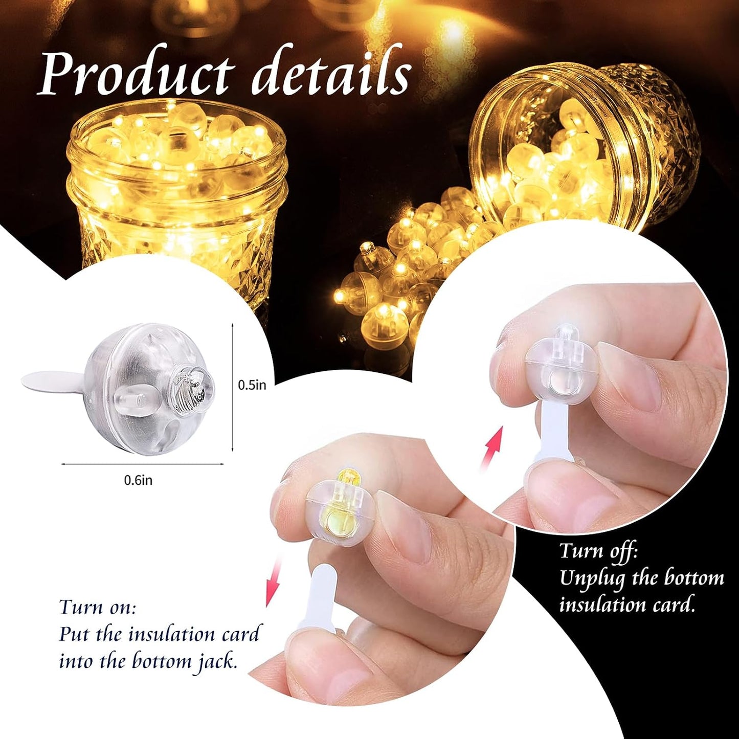 200 Luces Led Redondas Blancas Cálidas para Decoración