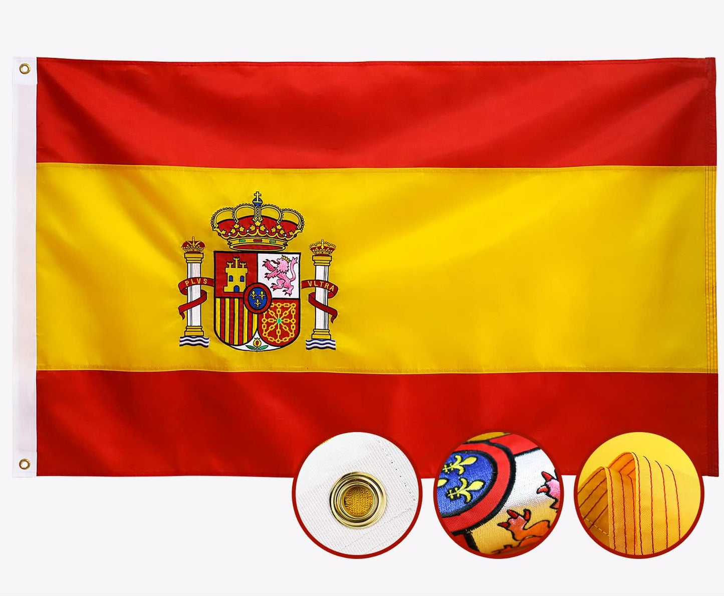 Bandera España doble cara 3x5m nailon 210D resistente exterior