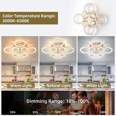 Lámpara techo LED 106W 8 anillos 26.8pulg regulable