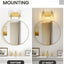 Aplique de pared 2 luces dorado para baño con pantalla