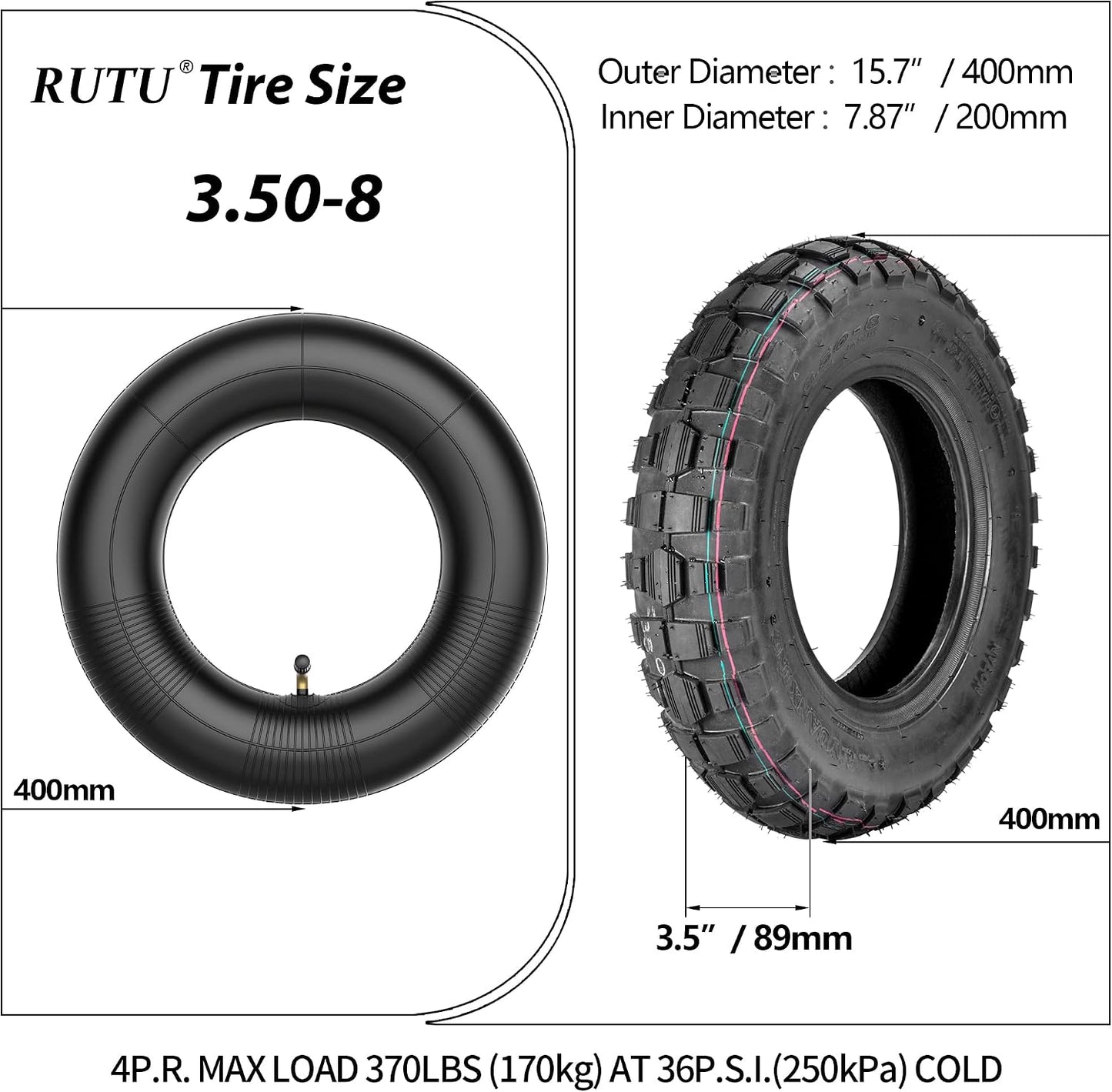 Neumático 3.50-8 con tubo comp Monkey Bike Z50 MT50