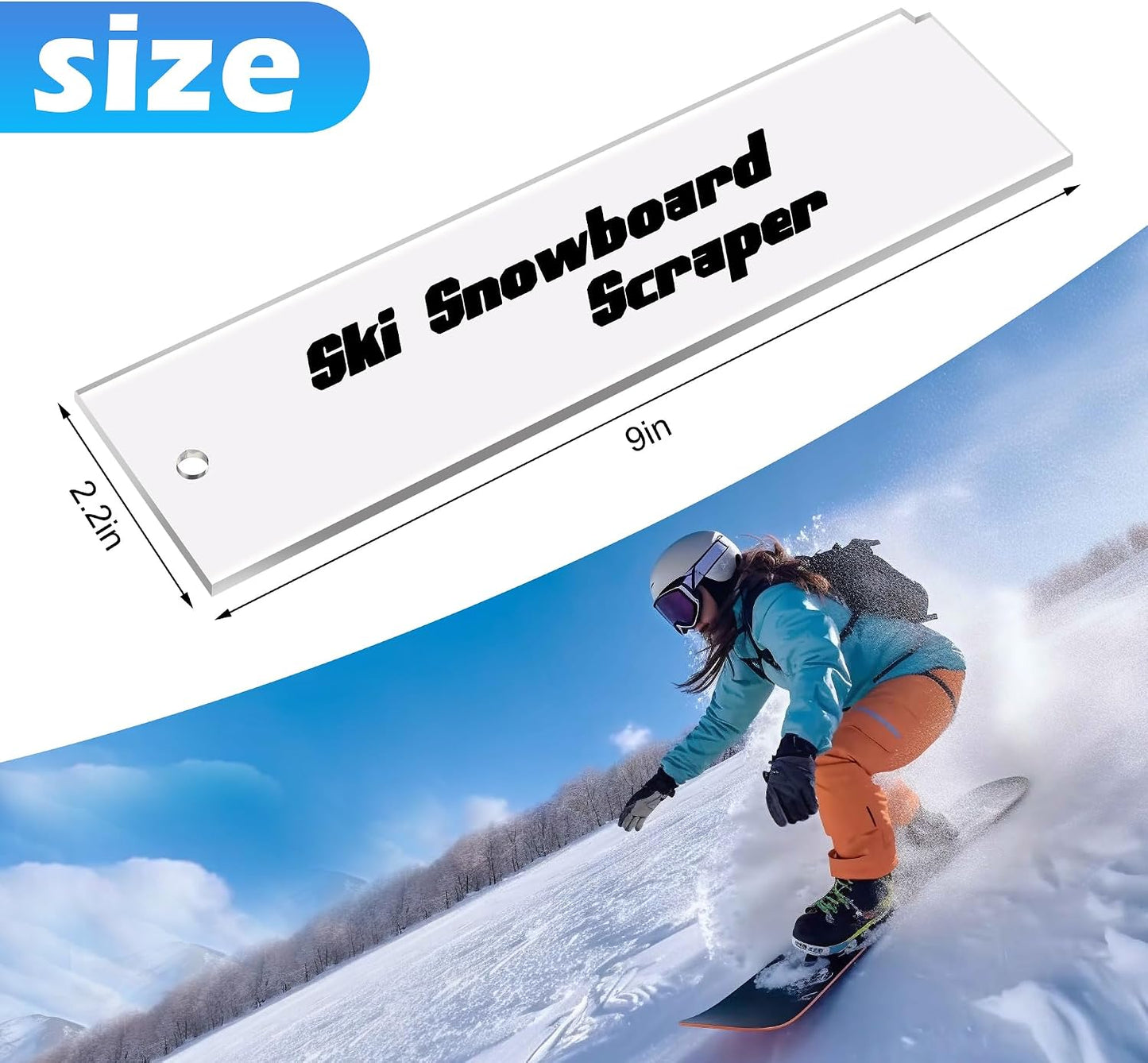 Raspador plástico para cera de snowboard 9x2.2pulg