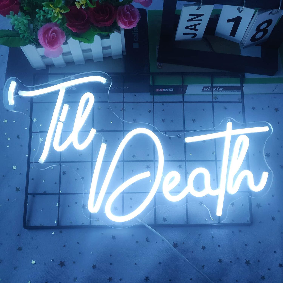 Letrero neón Til Death regulable para fiesta boda