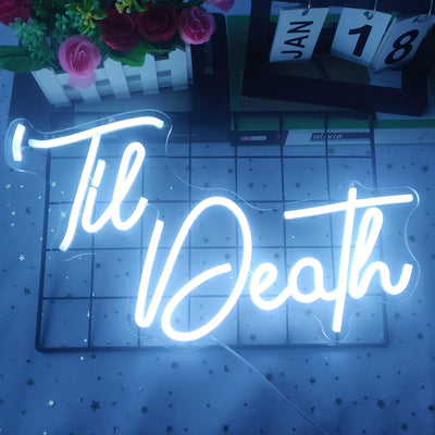 Letrero neón Til Death regulable para fiesta boda