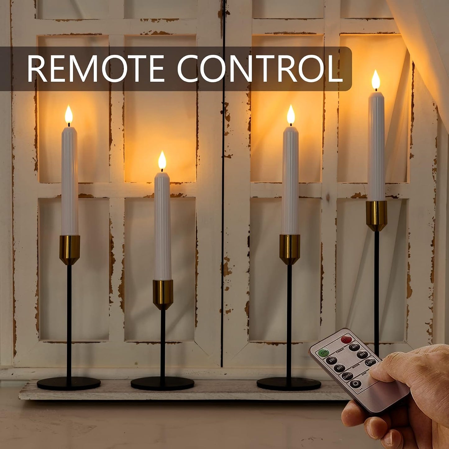 Velas cónicas LED sin llama con control remoto y temporizador
