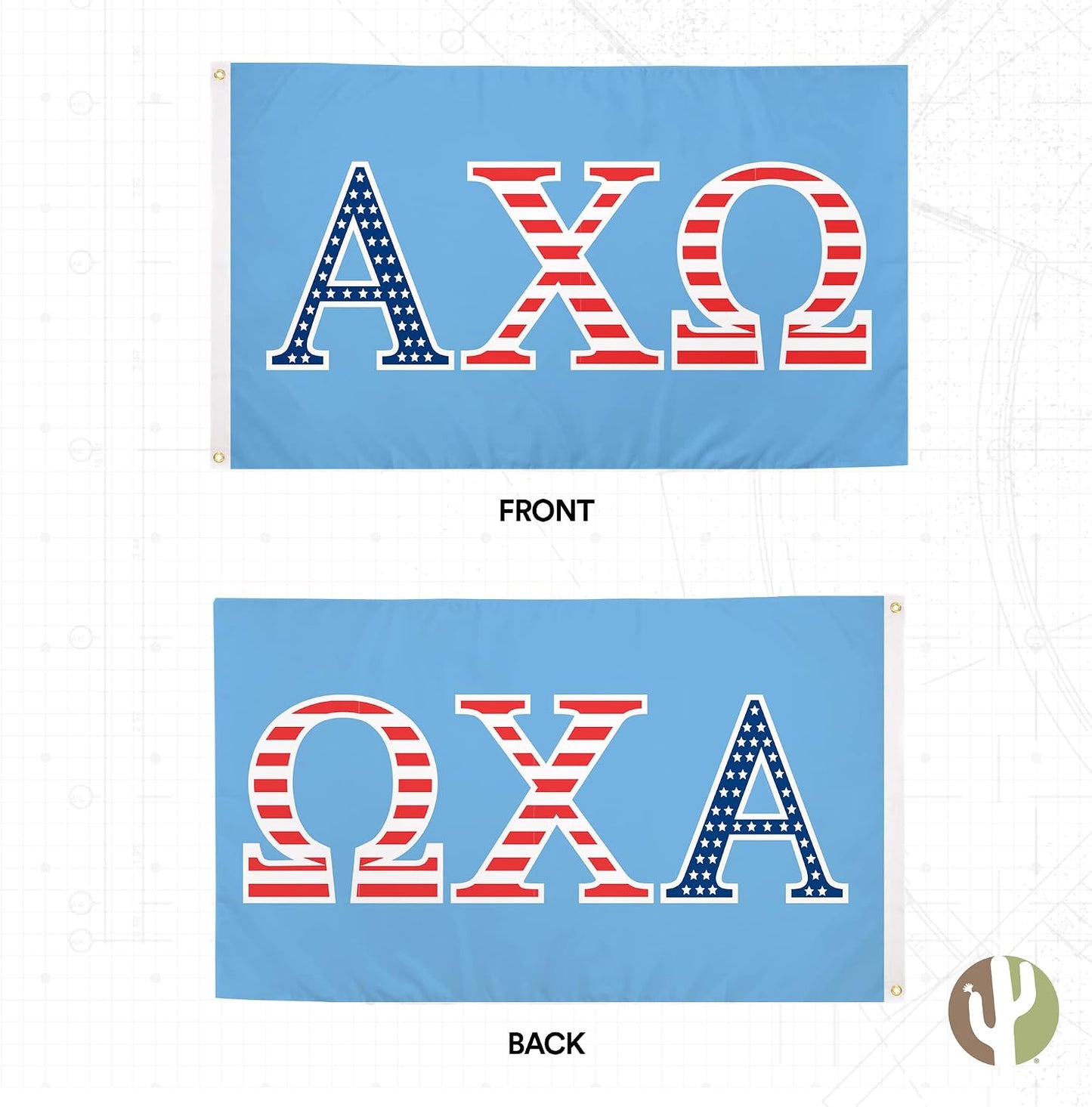 Bandera AXO USA 3x5" Letra Griega Hermandad Mujeres