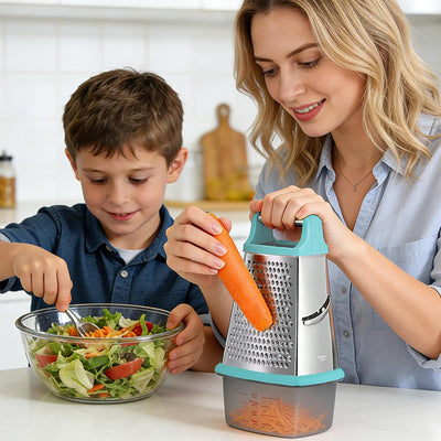 Rallador acero inox 4 lados para queso parmesano y verduras