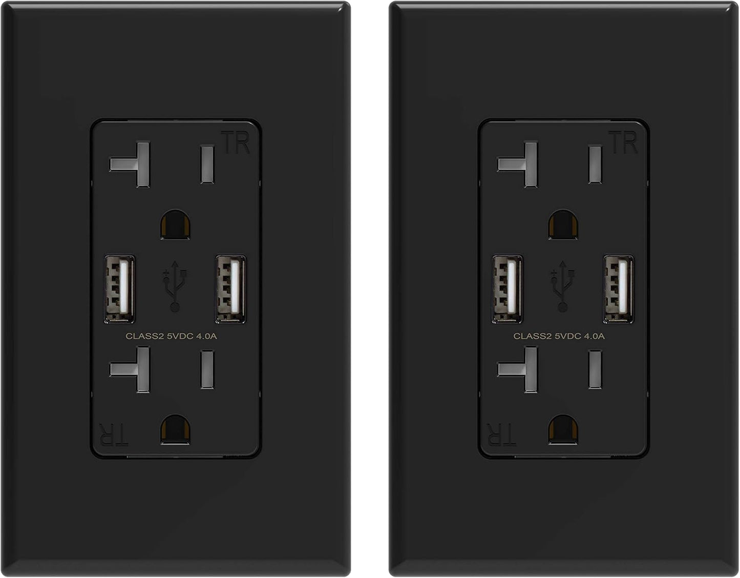 Receptáculo USB pared 4.0A 20A dúplex UL certificado set 2