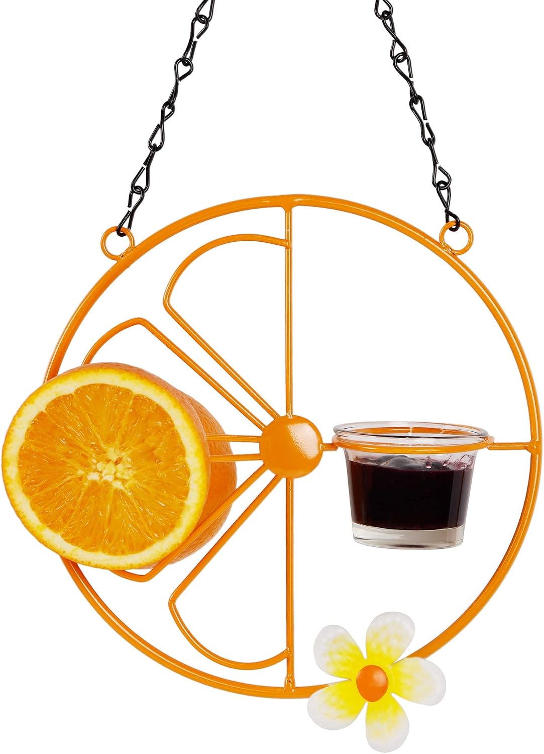 Comedero para pájaros jalea naranja al aire libre