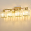 Lámpara baño 4 luces cristal dorado pared moderna