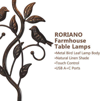 2 Lámparas Mesa Táctiles Estilo Granja 27" Salón