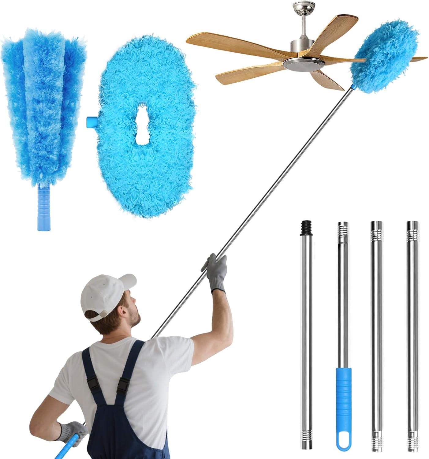 Plumero ventilador techo 13-49.7pulg poste extensión aspa ajustable