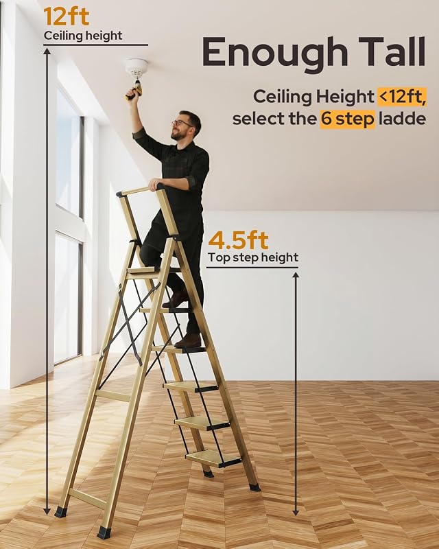 Escalera 6 escalones aluminio ligero plegable