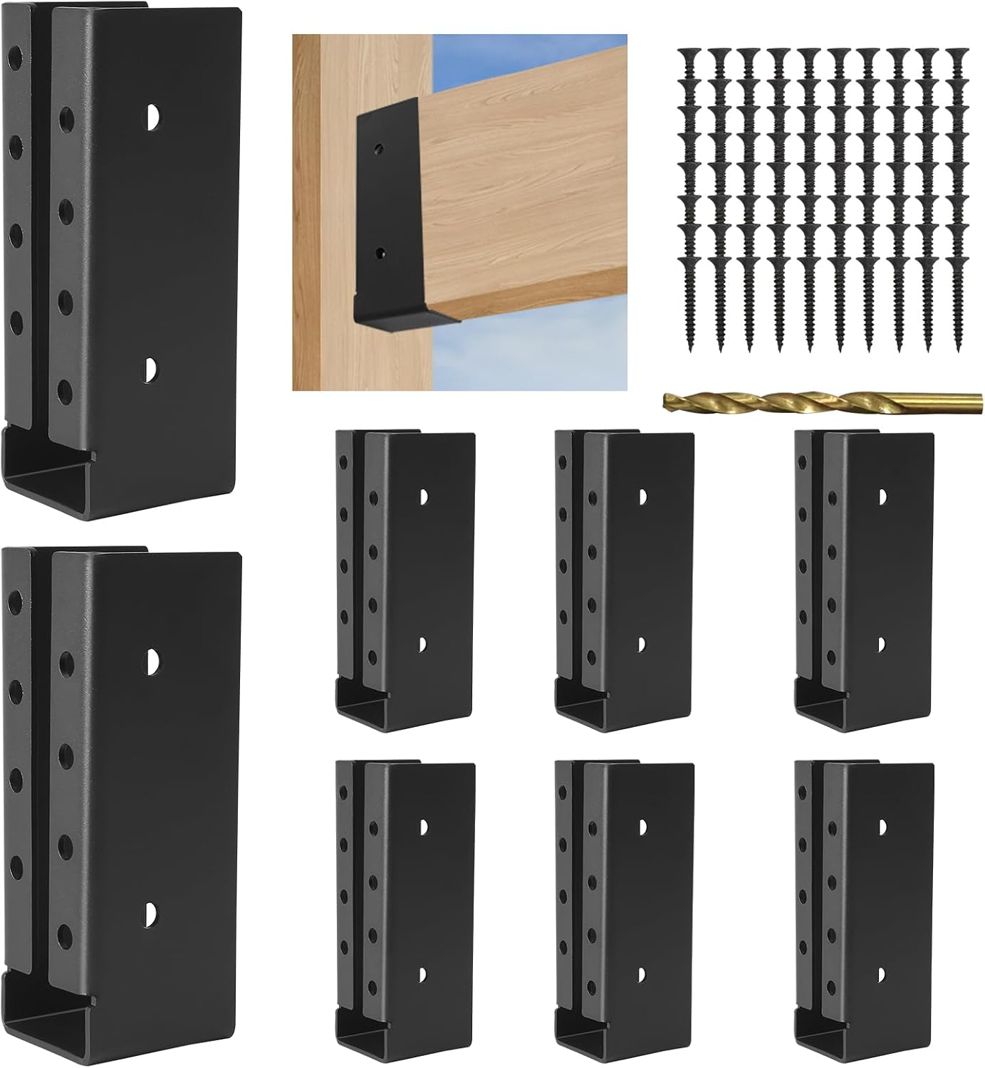 8 Soportes 2x6pulg Acero Negro Montaje Pared