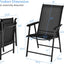 Set 4 sillas plegables tela respaldo alto patio negro