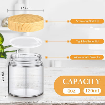 64 Frascos Vidrio 4oz Tapas Plástico Reutilizables