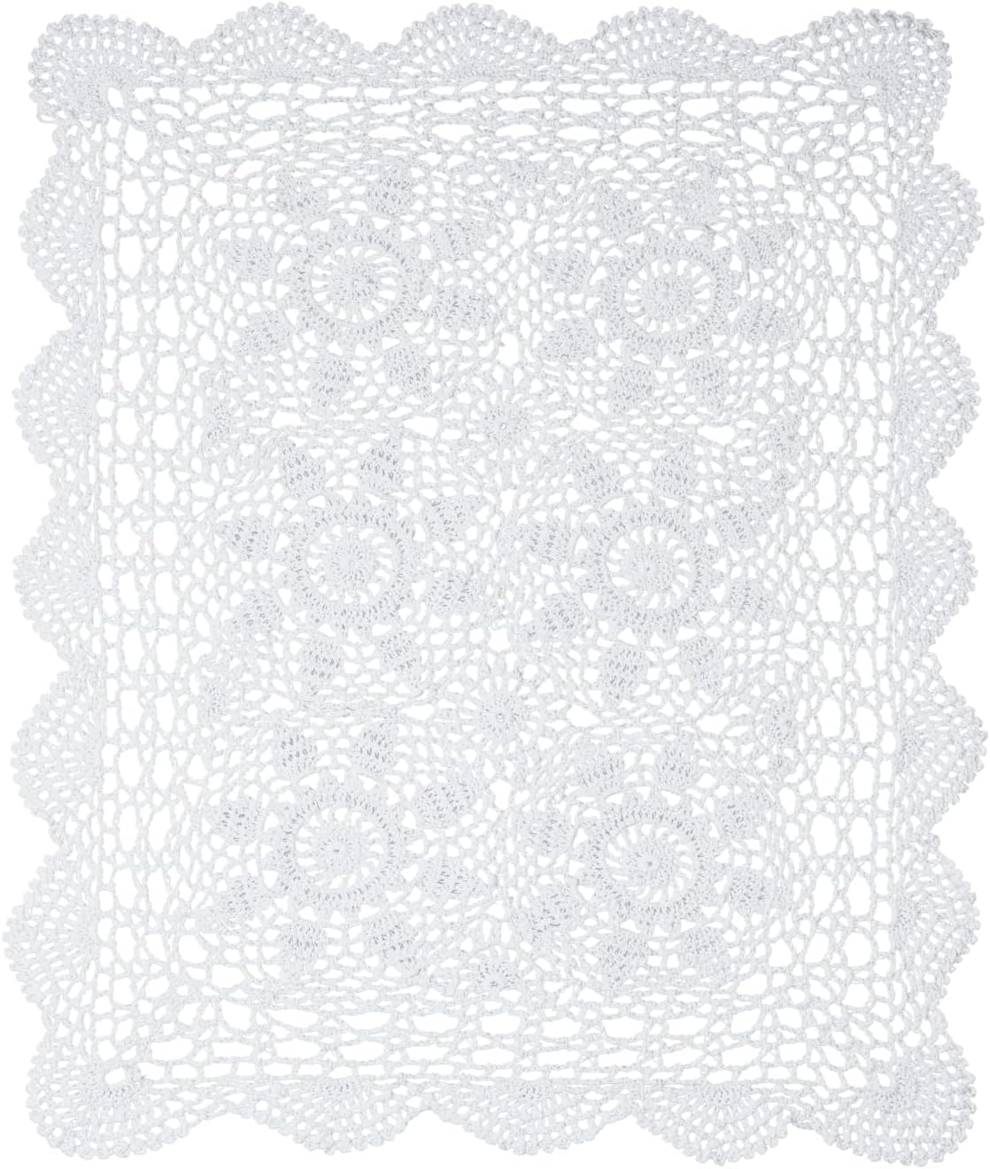 Mantel algodón ganchillo encaje 15x19pulg blanco