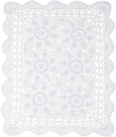 Mantel algodón ganchillo encaje 15x19pulg blanco