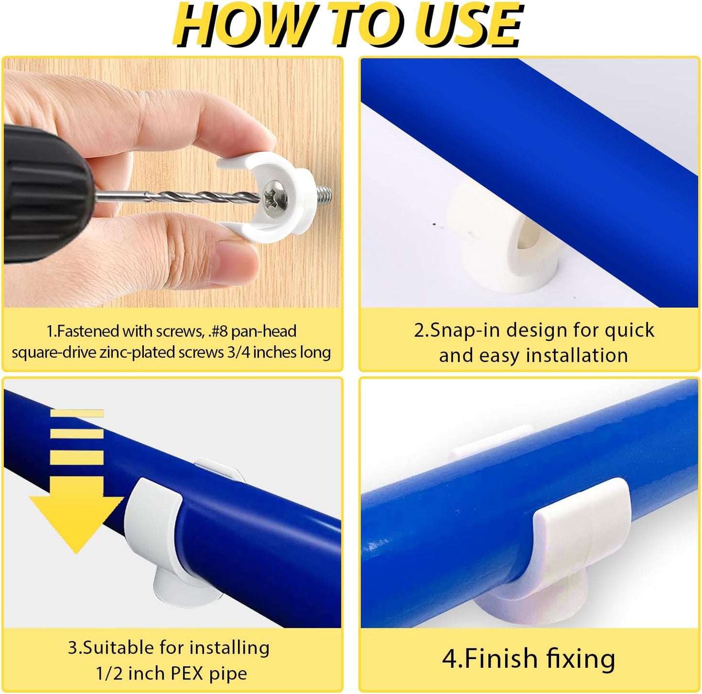 50 Clips PEX 1/2pulg Soporte Tubo PVC