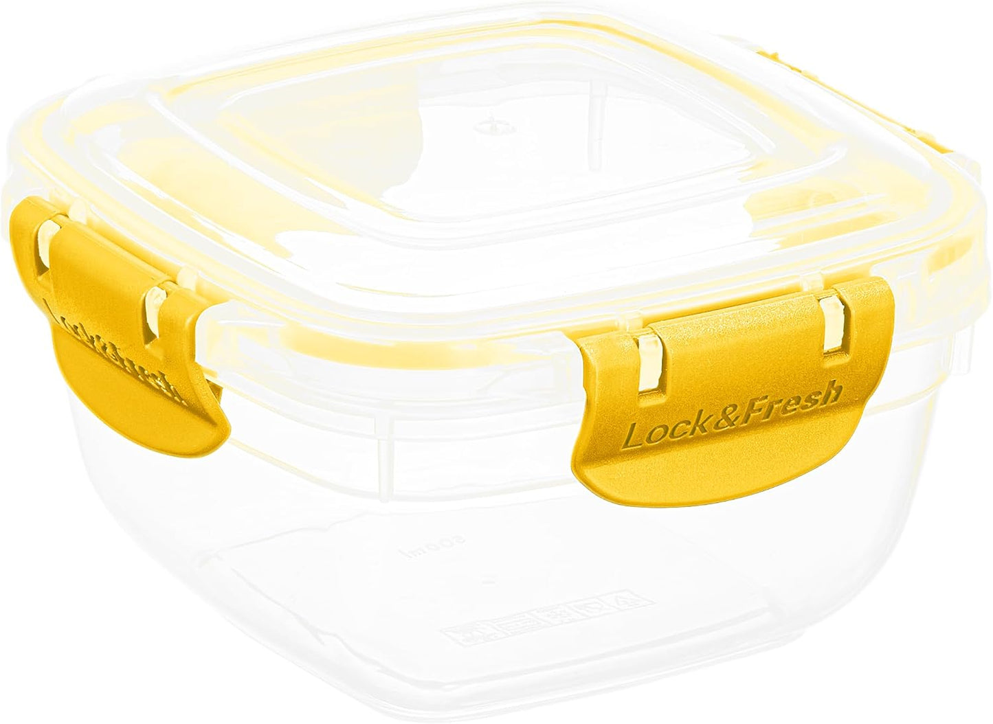Recipiente plástico sin BPA con tapa hermética 16oz amarillo