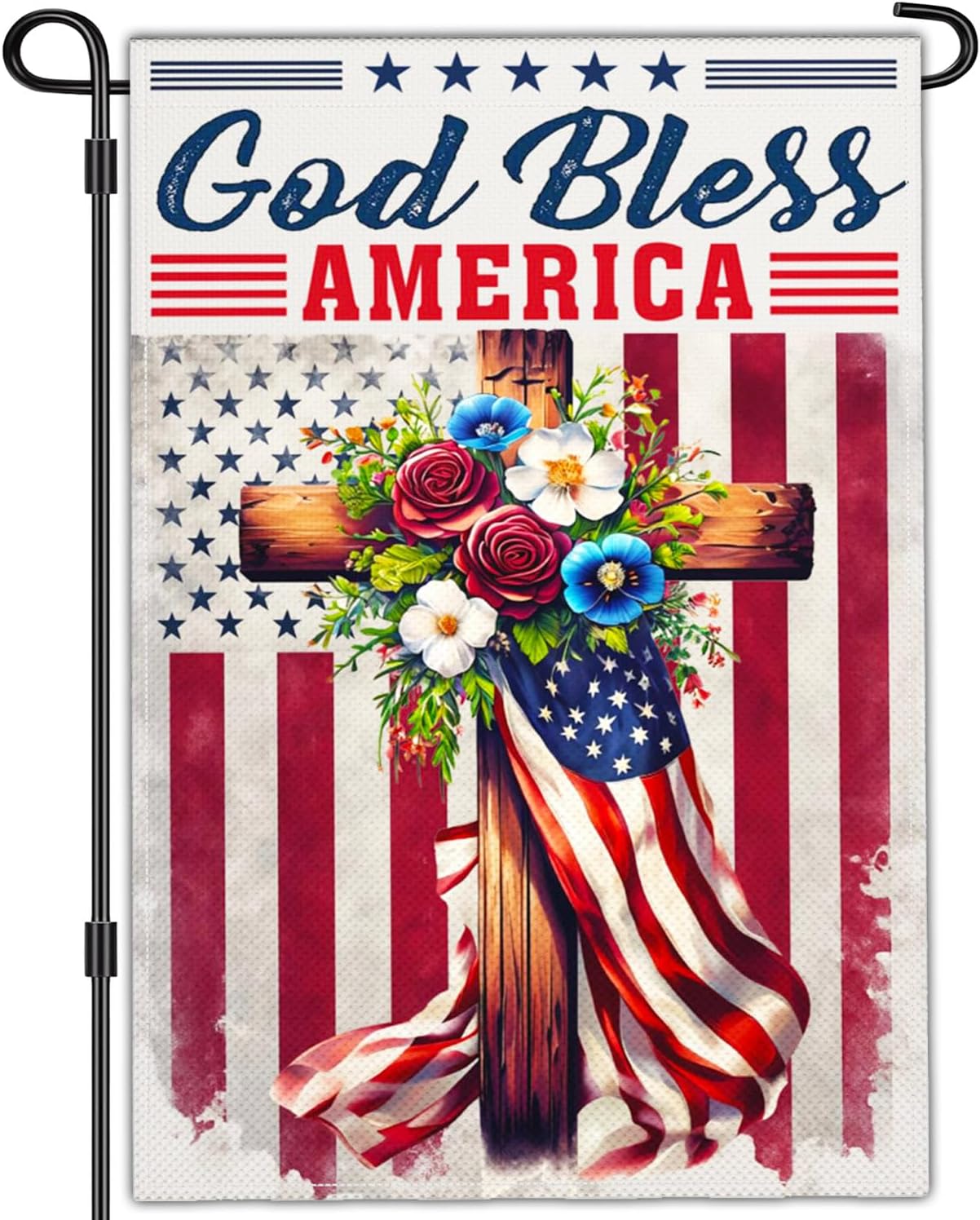 Banderas jardín doble cara 12x18pulg God Bless America