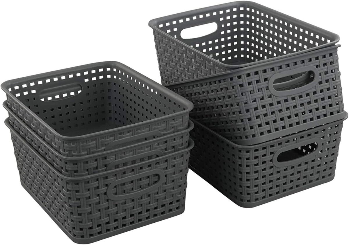 Cesta plástico 10x7.5x4pulg set 6 gris