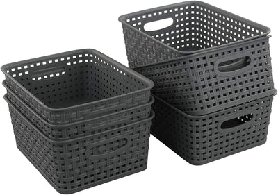 Cesta plástico 10x7.5x4pulg set 6 gris