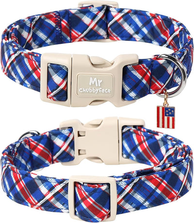 Collar algodón cuadros ajustable para perros 4 de julio