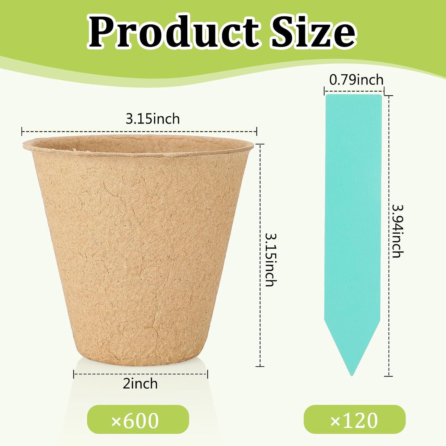 Macetas Turba 3.15pulg Biodegradables con Etiquetas Germinación
