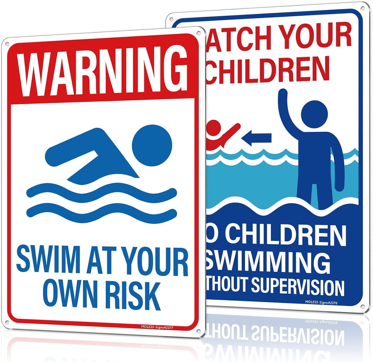 Señales seguridad piscina 14x10" pack 2 aluminio