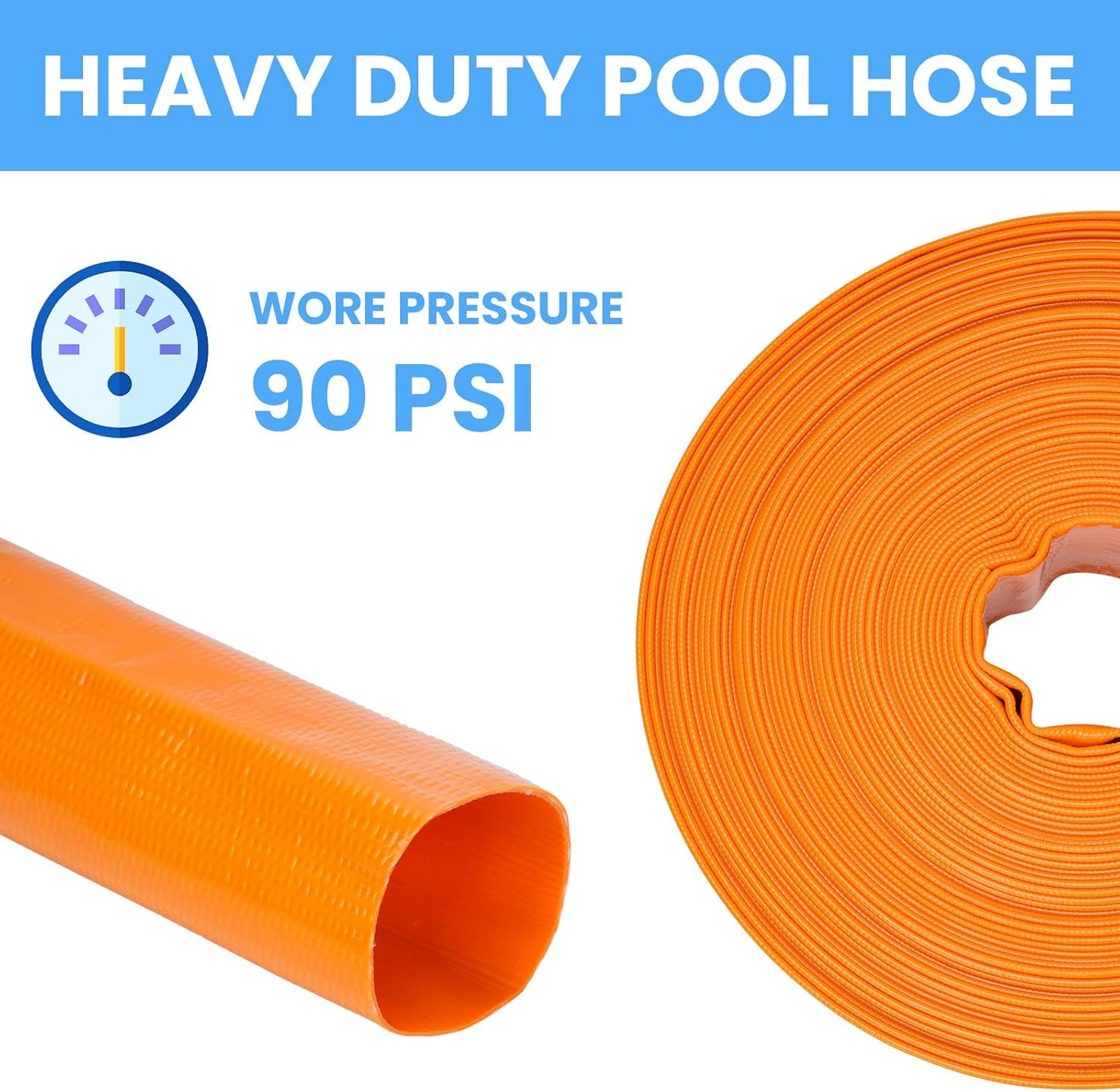 Manguera retrolavado piscina 100ft x 2pulg PVC resistente