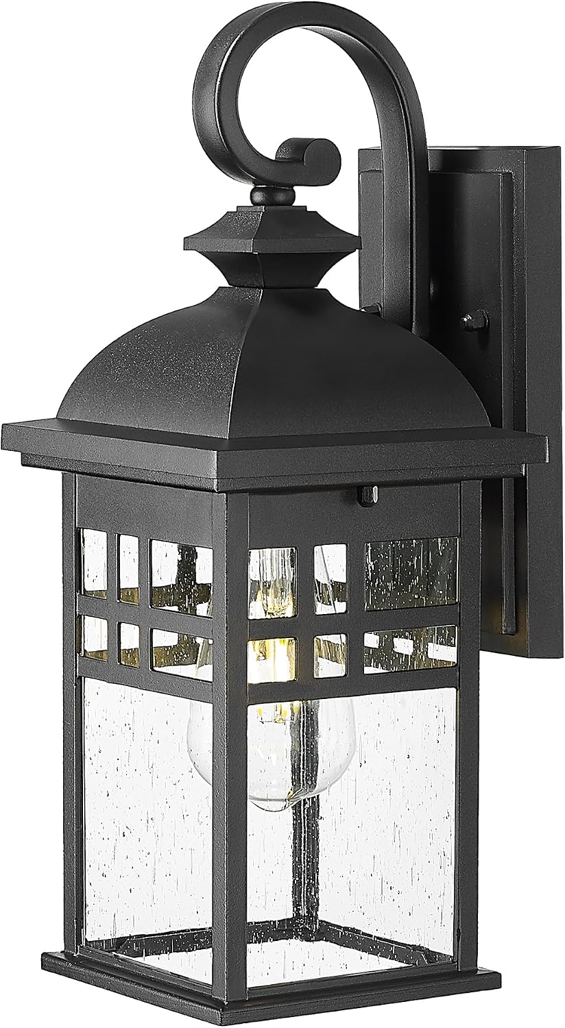 Luz exterior 15" casa DE279B BK vidrio sembrado negro