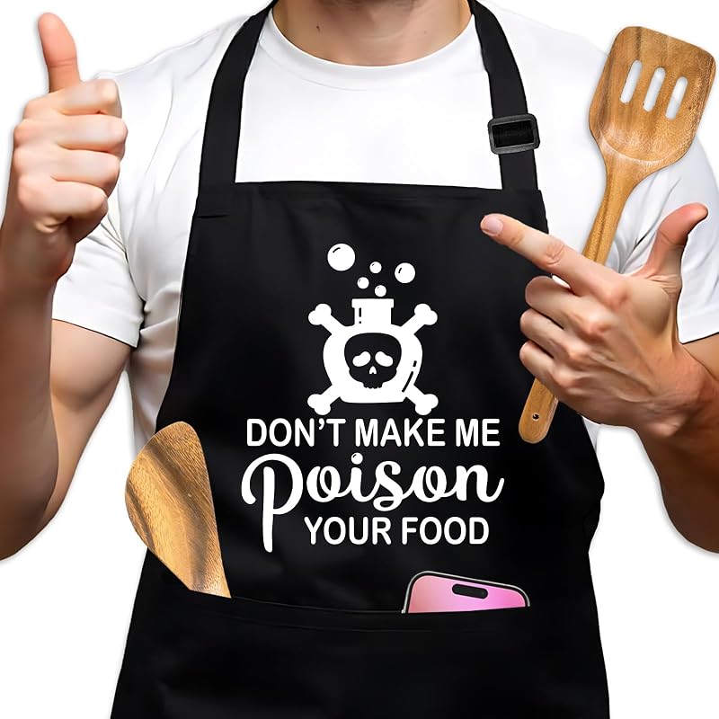 Delantal Ajustable Negro para Cocinar con Bolsillos
