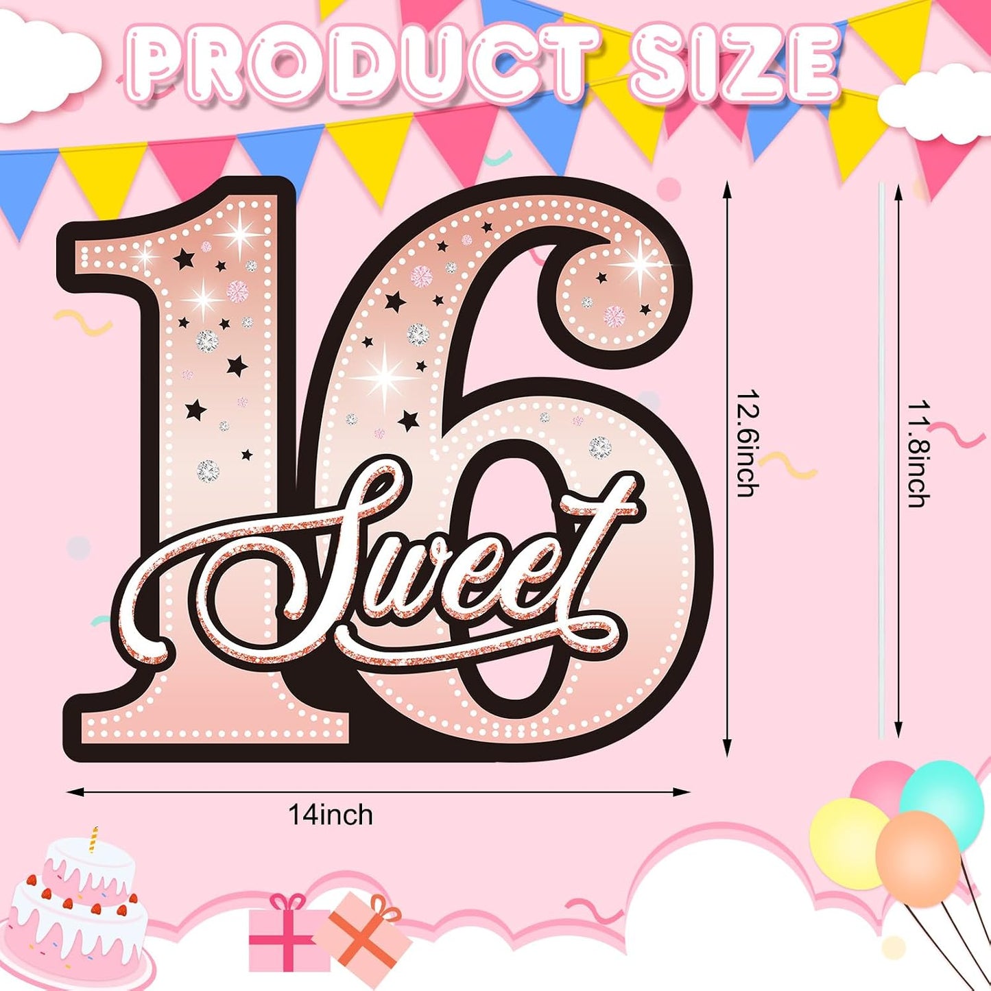 9 Pzas Letrero Feliz Cumpleaños Niñas Oro Rosa